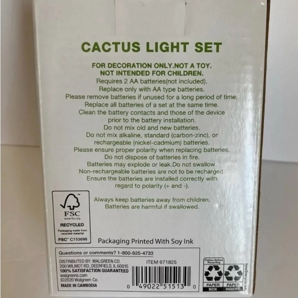 Garden Party Cactus Light Set - Green LED #10